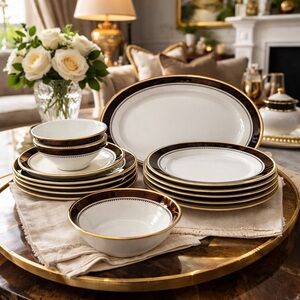 Royal Doulton “Harrow” Pattern Plate Set – Vintage Elegance